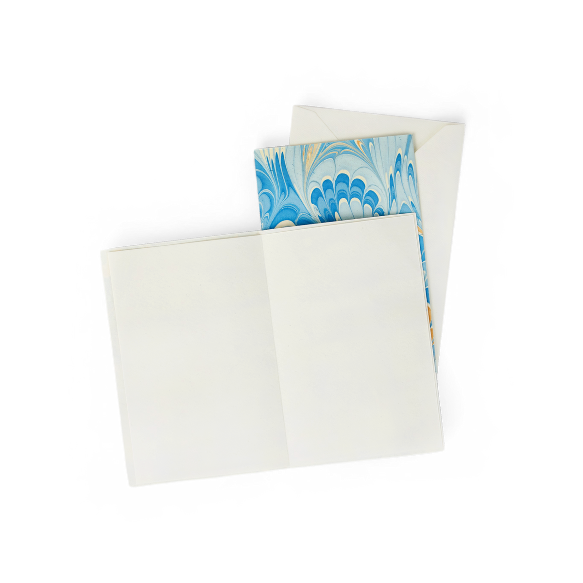 Azure Plume – Hand Marbled Greeting Card Set  (6” x 4” | 100% Recycled Cotton Paper)