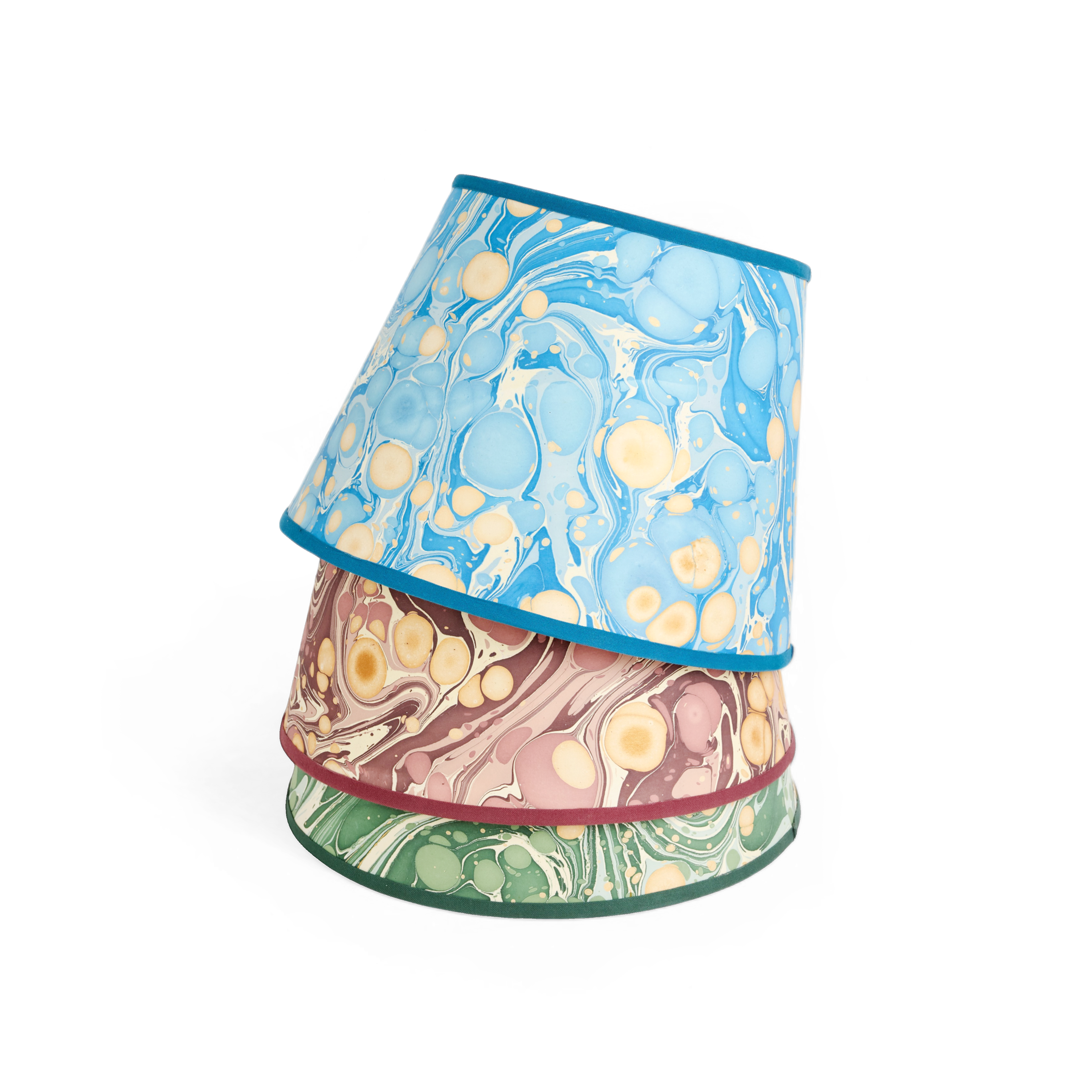 Azure Stone – Hand Marbled Lampshade  (9.5” Ø x 14” W x 10.5” H | Spider Fitting)