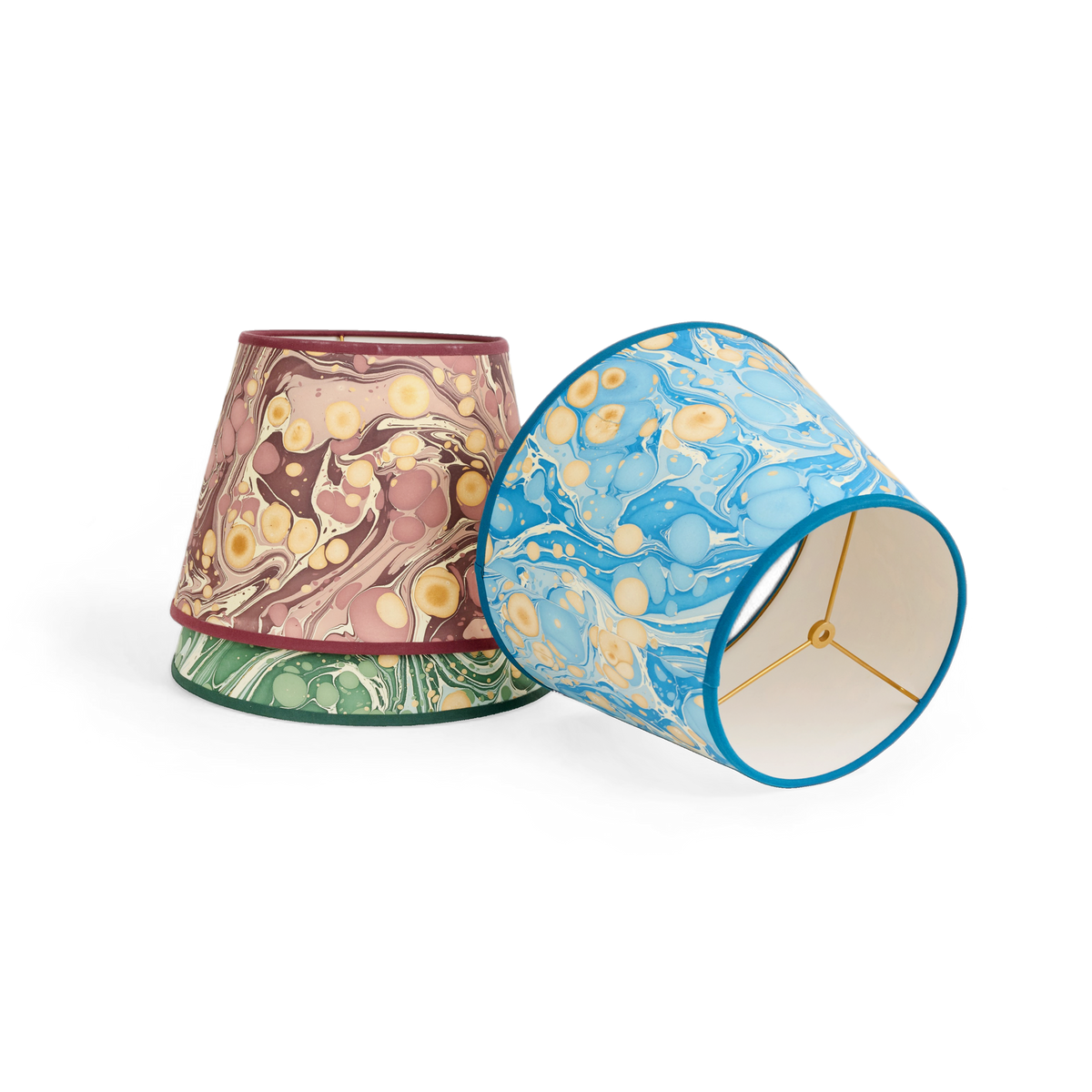Azure Stone – Hand Marbled Lampshade  (9.5” Ø x 14” W x 10.5” H | Spider Fitting)