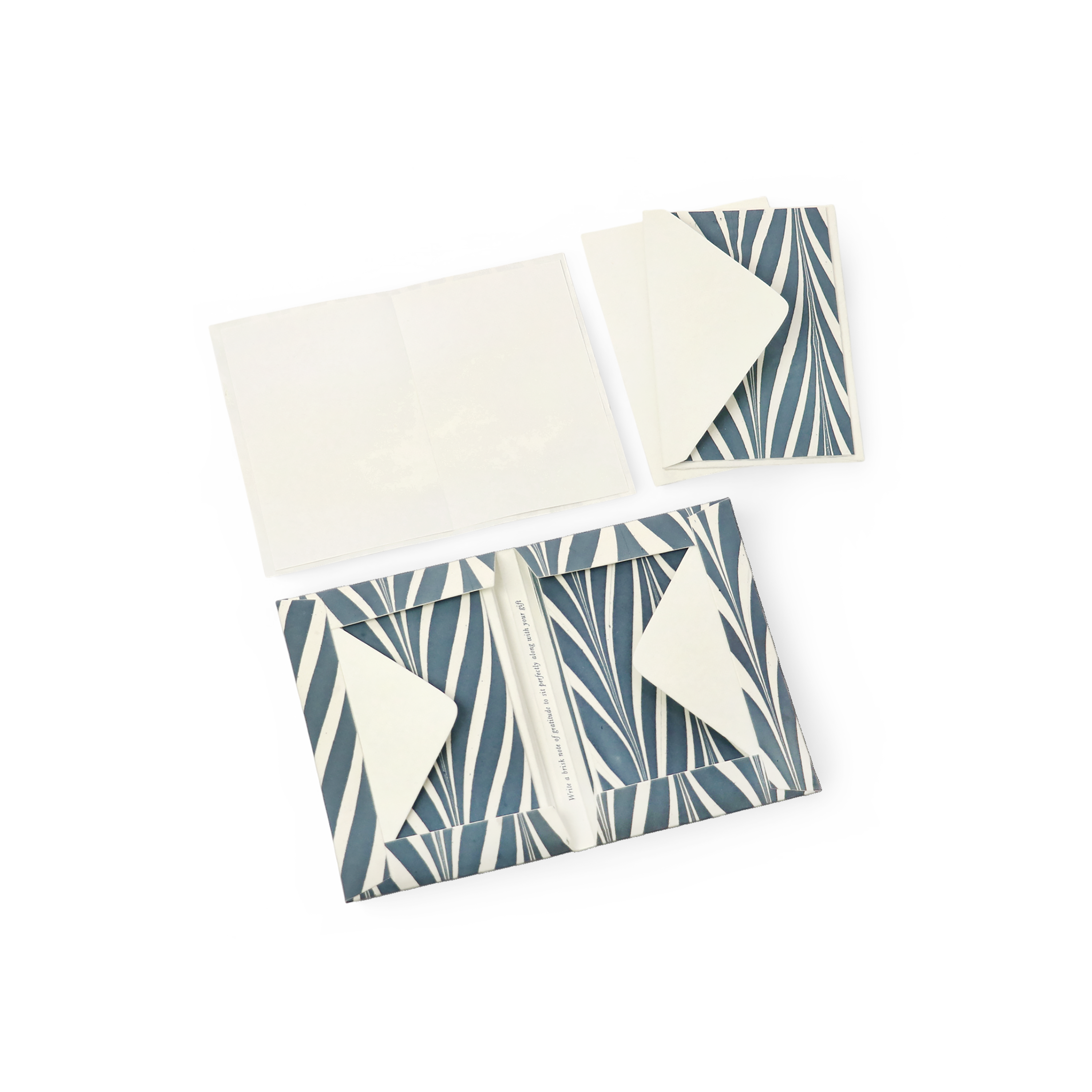 Indigo Current – Hand Marbled Greeting Card Folder Set  (6” x 4” | 100% Recycled Cotton Paper)