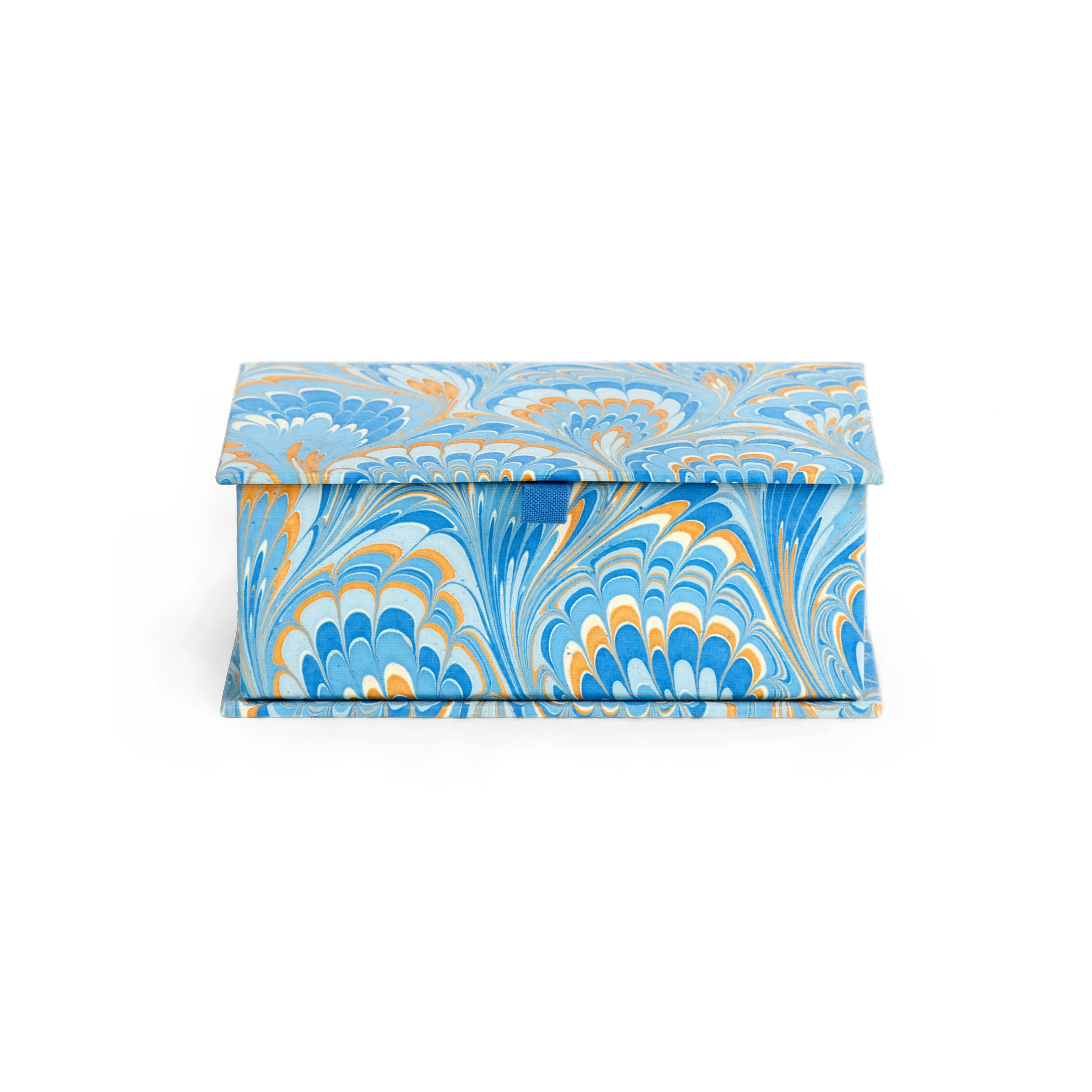 Azure Stone – Hand Marbled Keepsake Box   (6.75" x 5" x 2.75" | 100% Recycled Cotton Paper) )