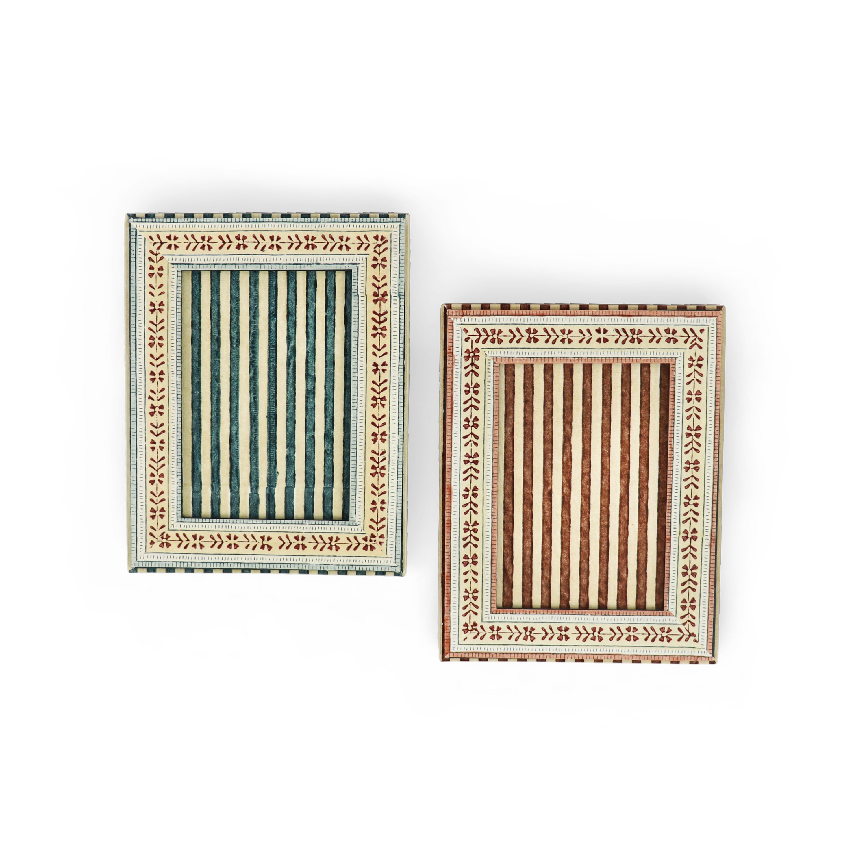Ruby Trail – Hand Block Printed Tabletop Picture Frame (7.25" x 5.75", fits 6" x 4" photo)