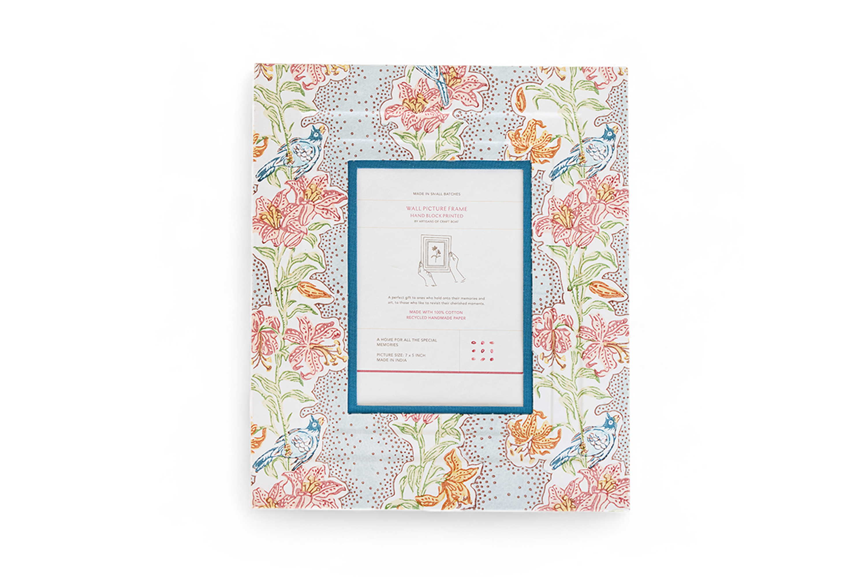 Sky Garden – Hand Block Printed Wall Picture Frame (12" x 10", fits 7" x 5" photo)