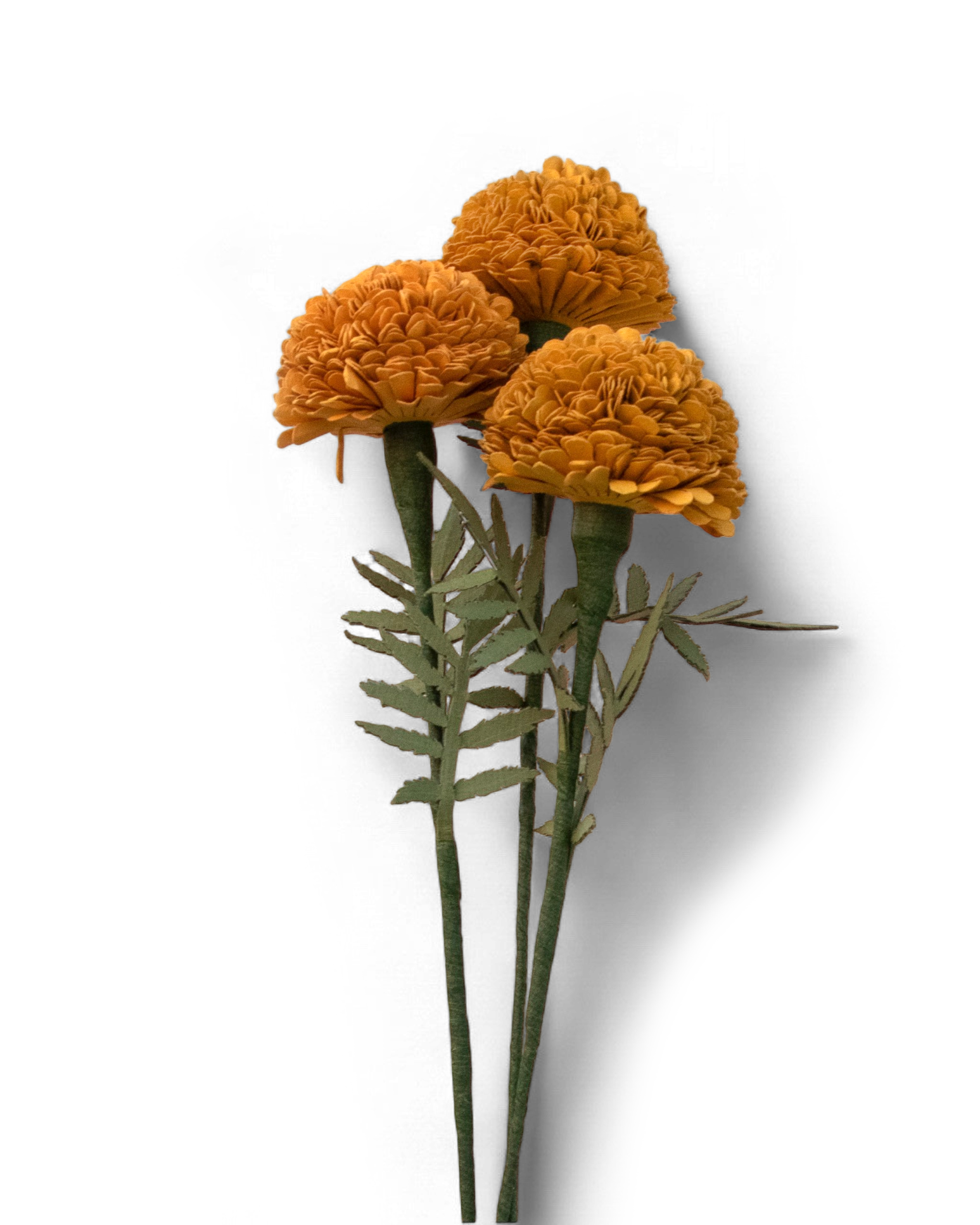 Handmade Paper Marigold – Saffron Bloom Stem (Size: 2.5” x 9” | Recycled Cotton Paper)