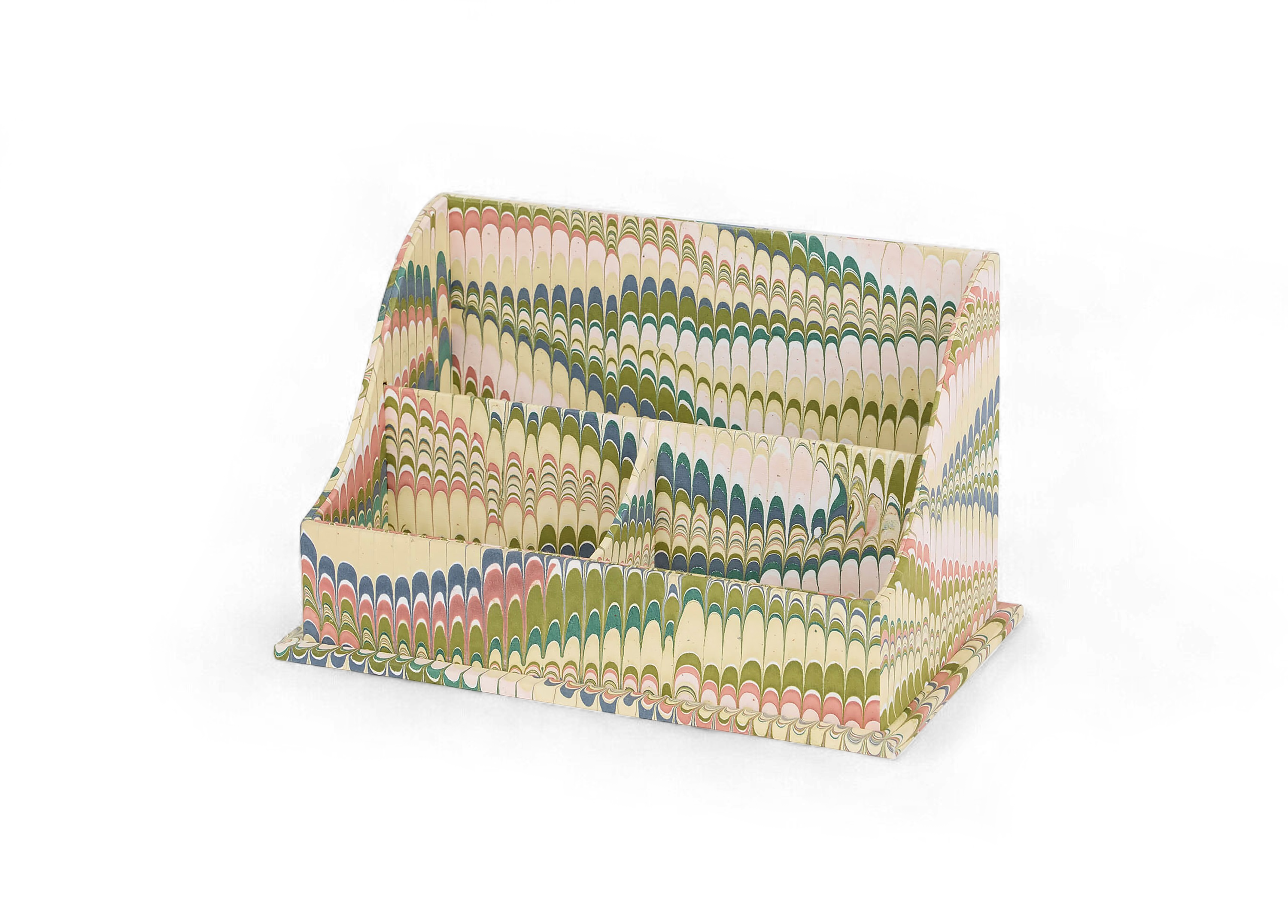 Meadow Wave – Hand Marbled Letter Sorter (10" x 6" x6")