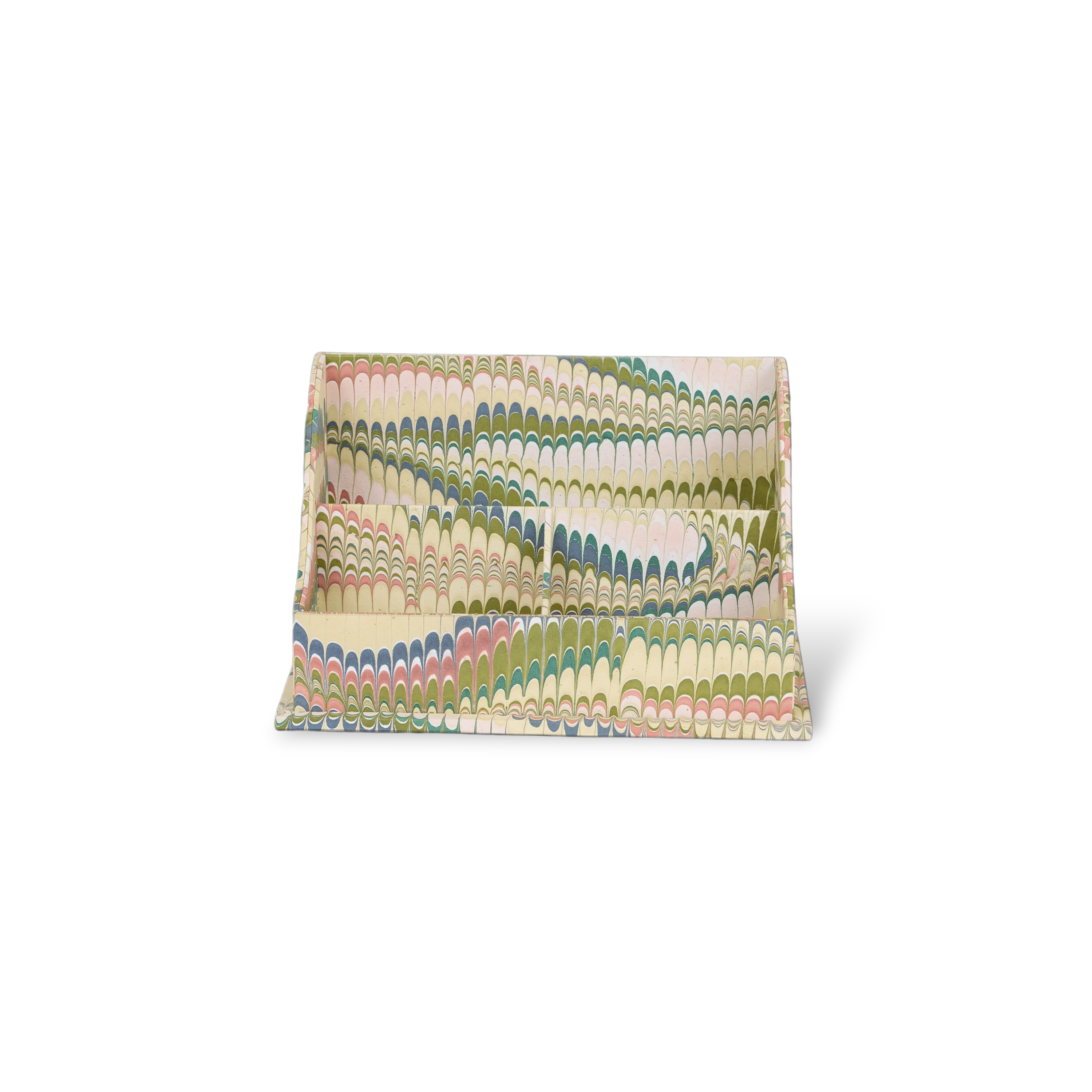 Meadow Wave – Hand Marbled Letter Sorter (10" x 6" x6")