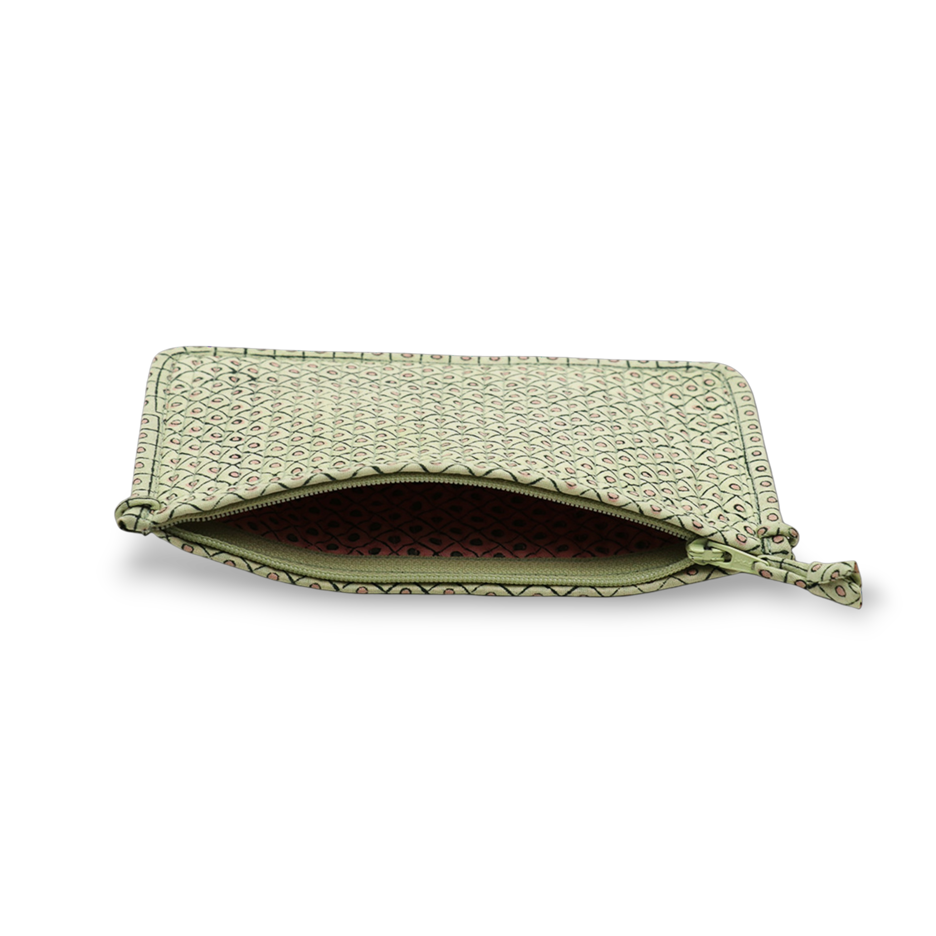 Meadow Grid – Hand Block Printed Quilted Small Purse (6.5” W x 4.5” H | 100% Cotton)