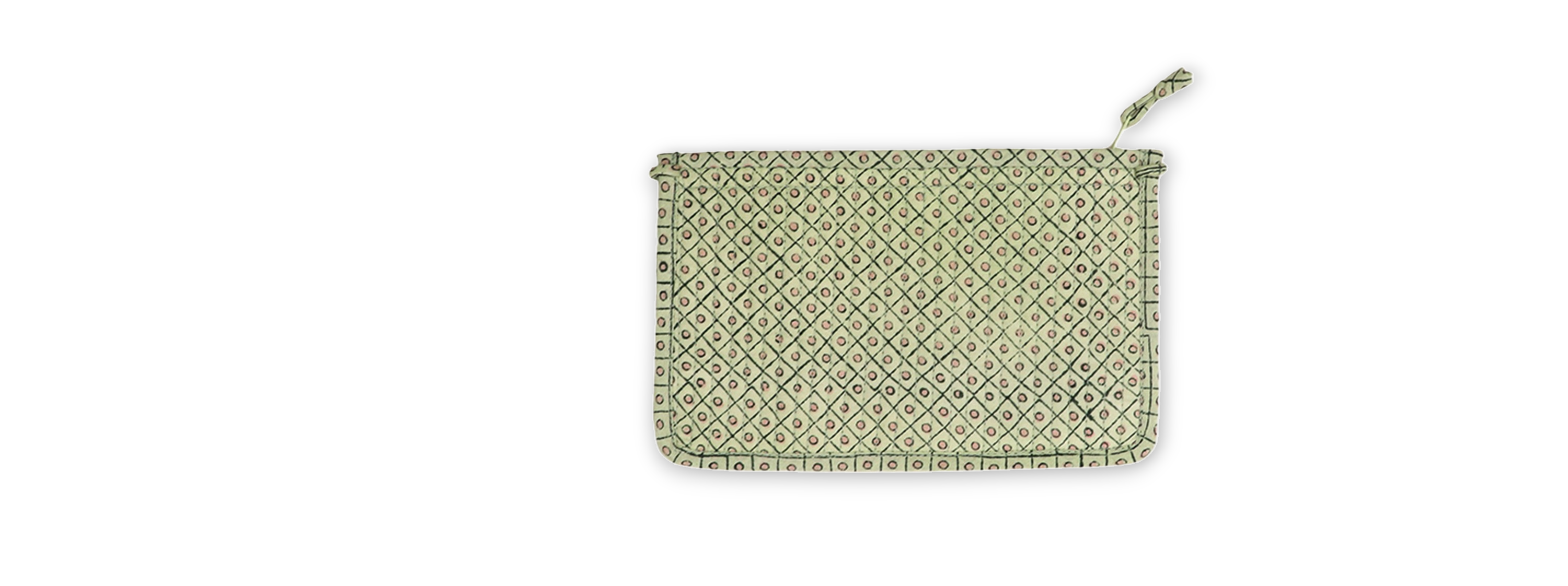Meadow Grid – Hand Block Printed Quilted Small Purse (6.5” W x 4.5” H | 100% Cotton)