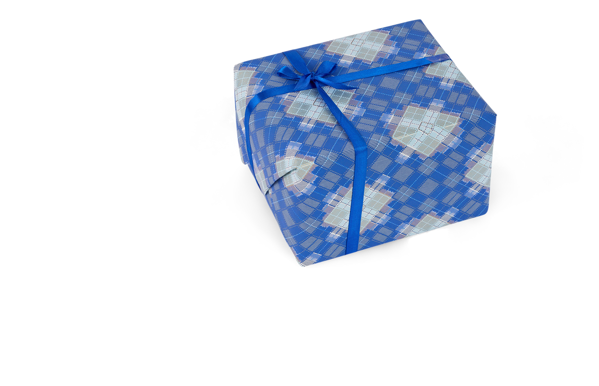 Harbor Blue Plaid – Hand Printed Wrapping Paper Sheet ( 21" x 29" | 100% Recycled Cotton Paper)