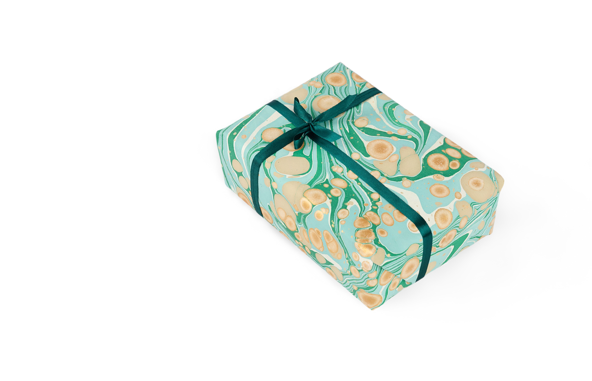Celadon Green Pebble – Hand Printed Wrapping Paper Sheet ( 21" x 29" | 100% Recycled Cotton Paper)