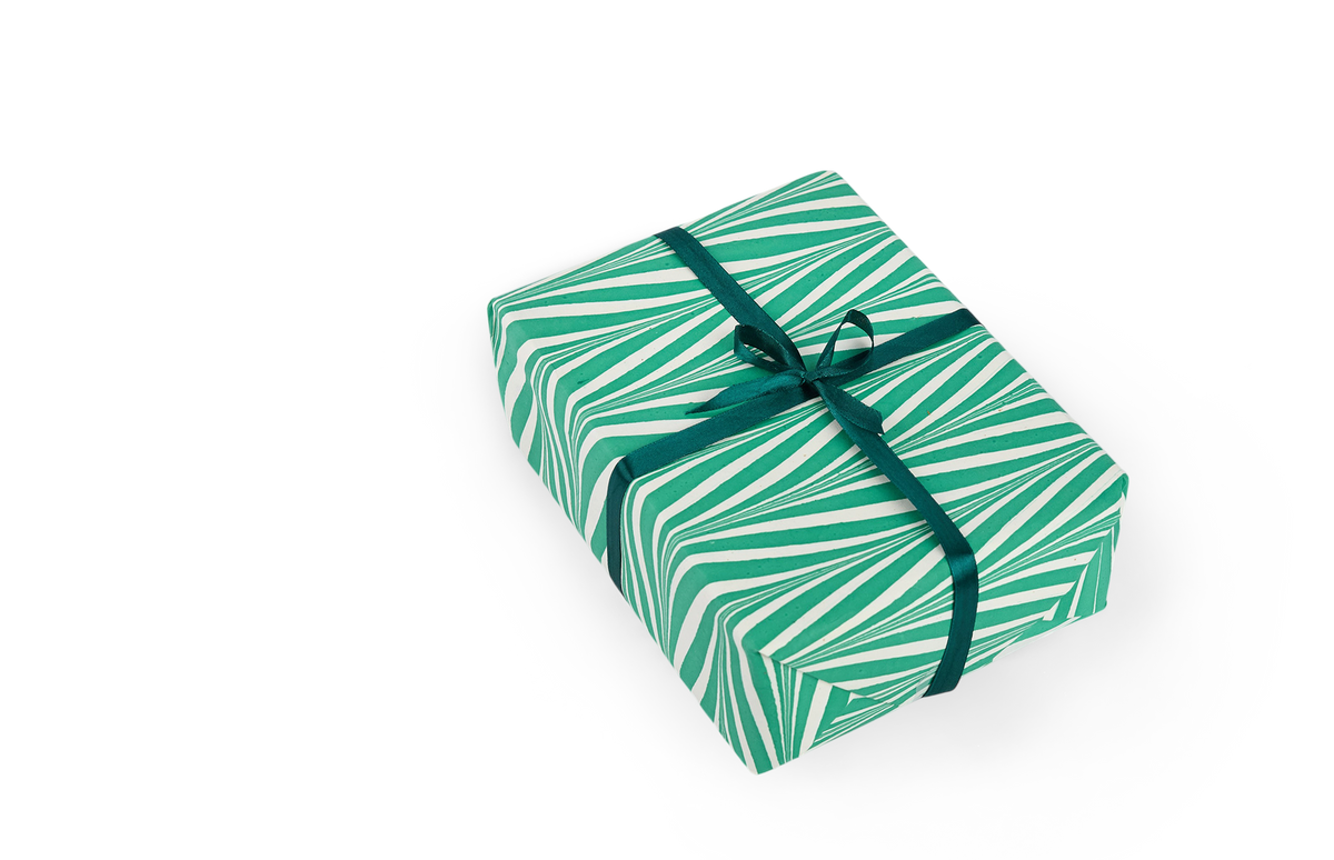 Celadon Green Banyan – Hand Printed Wrapping Paper Sheet ( 21" x 29" | 100% Recycled Cotton Paper)