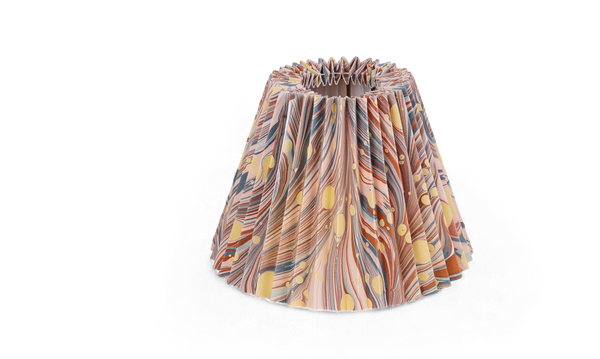 Sunset Swirl – Hand Marbled Pleated Lampshade (8” H x 10” W x 5.5” Ø )