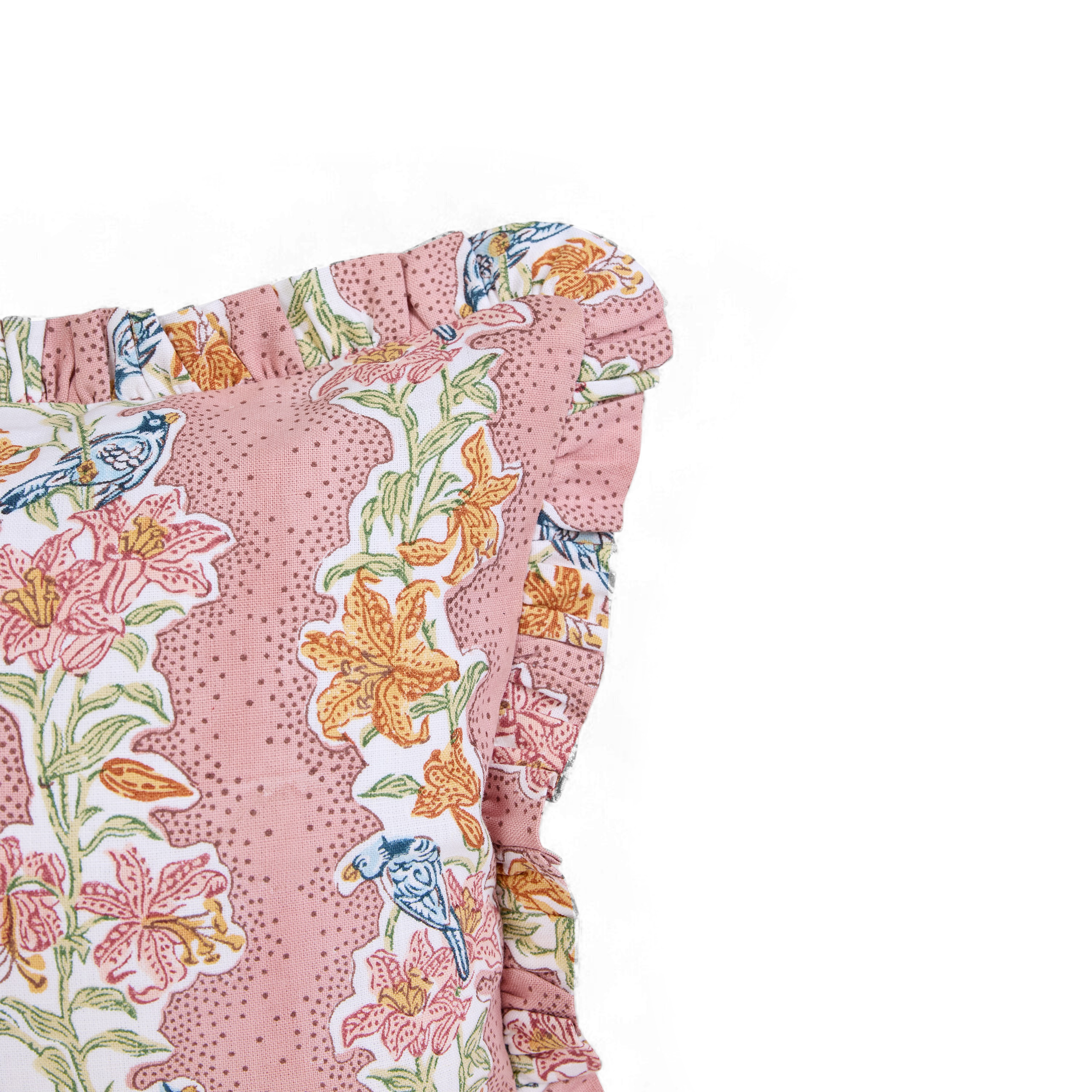 Rose Garden – Hand Block Printed Linen Pillow Cover (12" x 16")