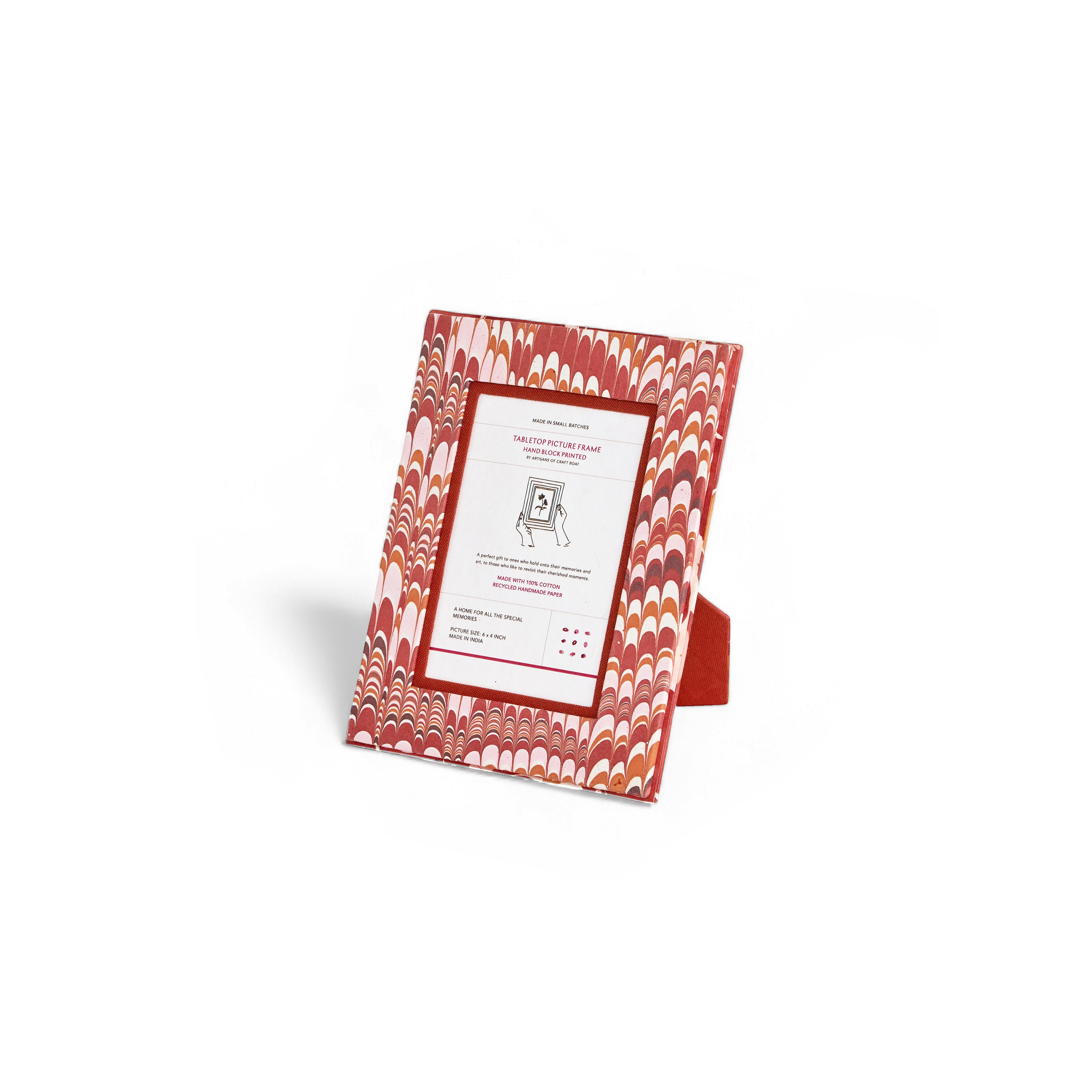 Sunset Marble – Hand Marbled Tabletop Picture Frame (7.25" x 5.75", fits 6" x 4" photo)