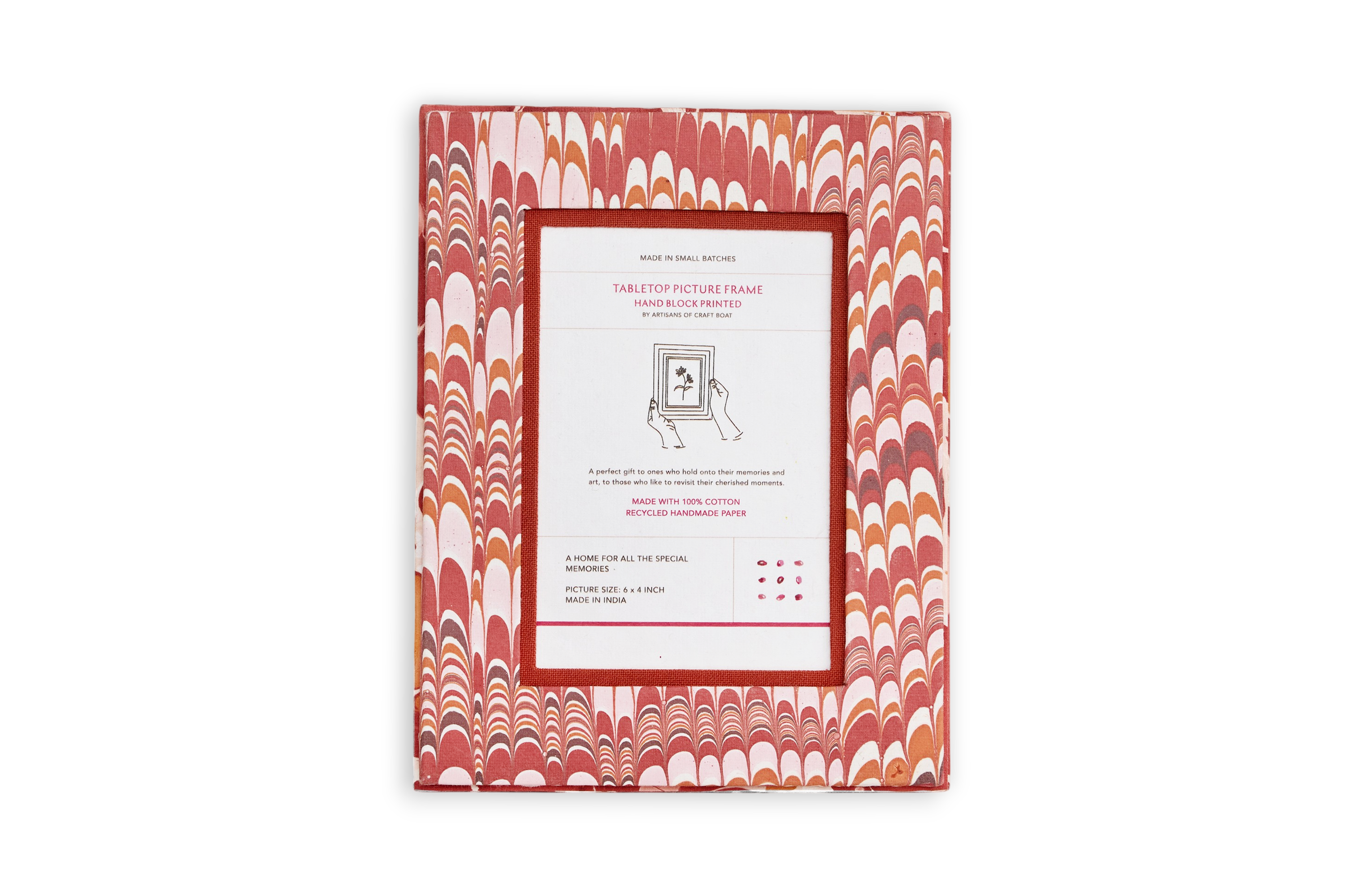 Sunset Marble – Hand Marbled Tabletop Picture Frame (7.25" x 5.75", fits 6" x 4" photo)