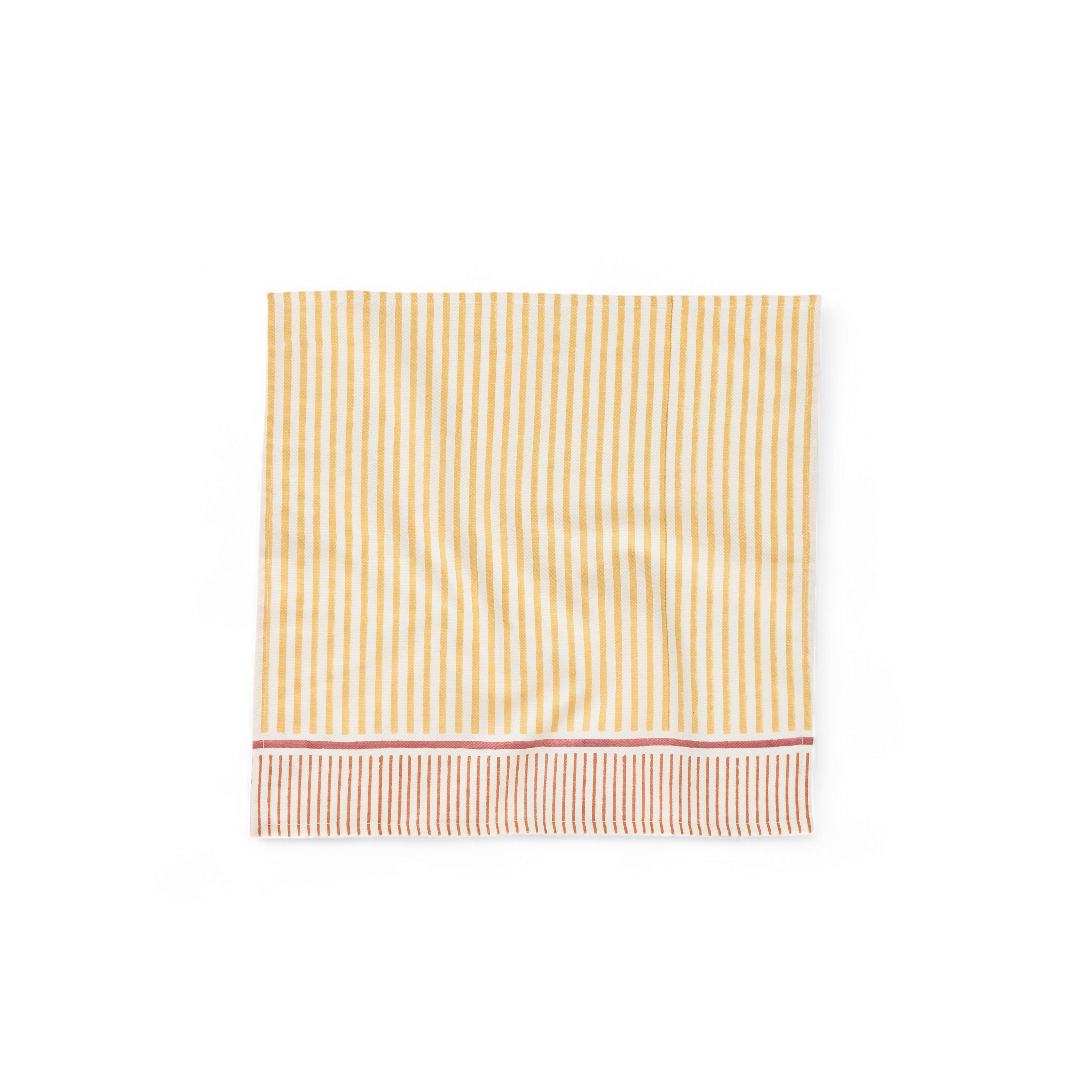 Marigold Stripe – Hand Block Printed Cotton Napkin (Set of 2) (18" x 18")