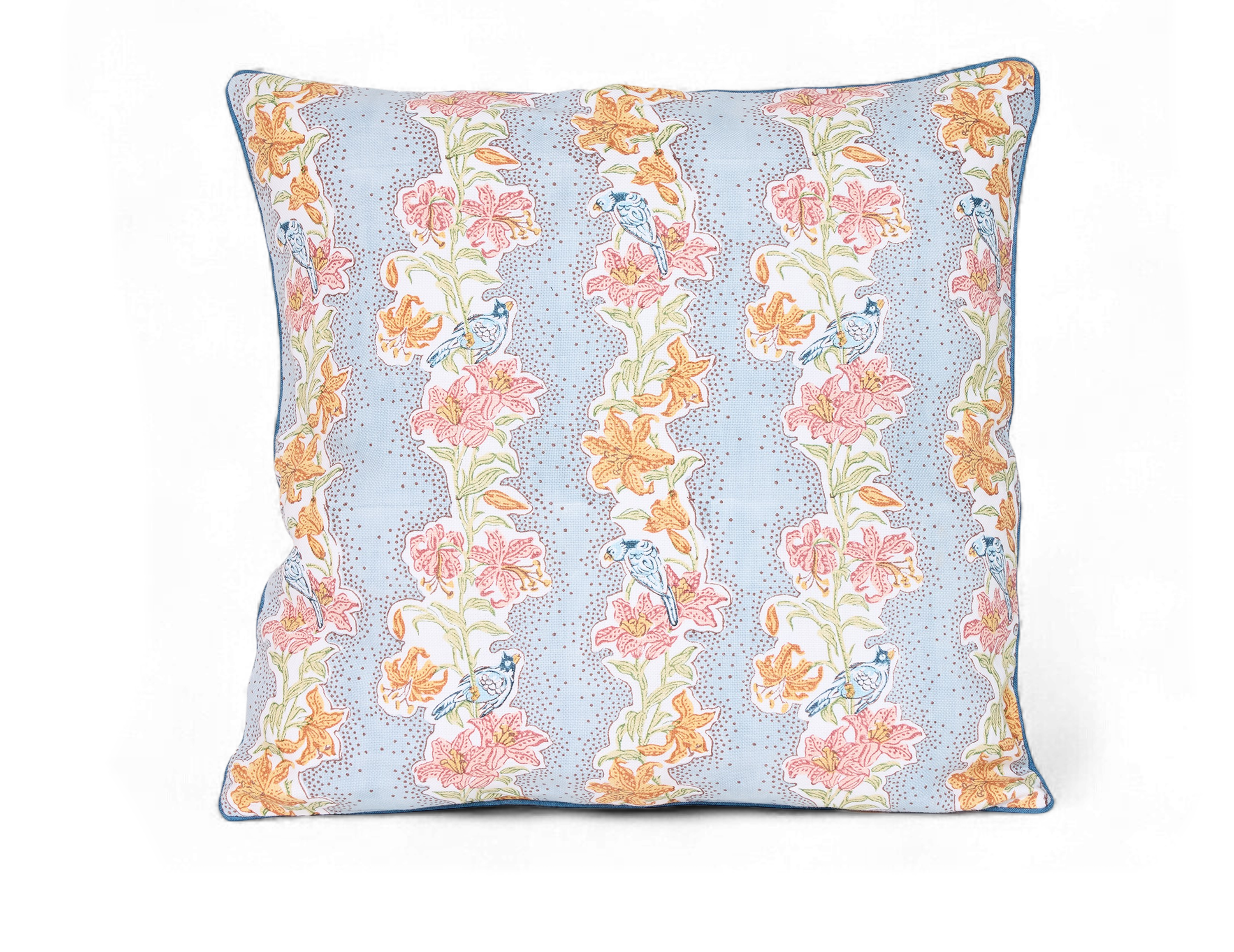 Sky Garden – Hand Block Printed Linen Pillow Cover (20" x 20")