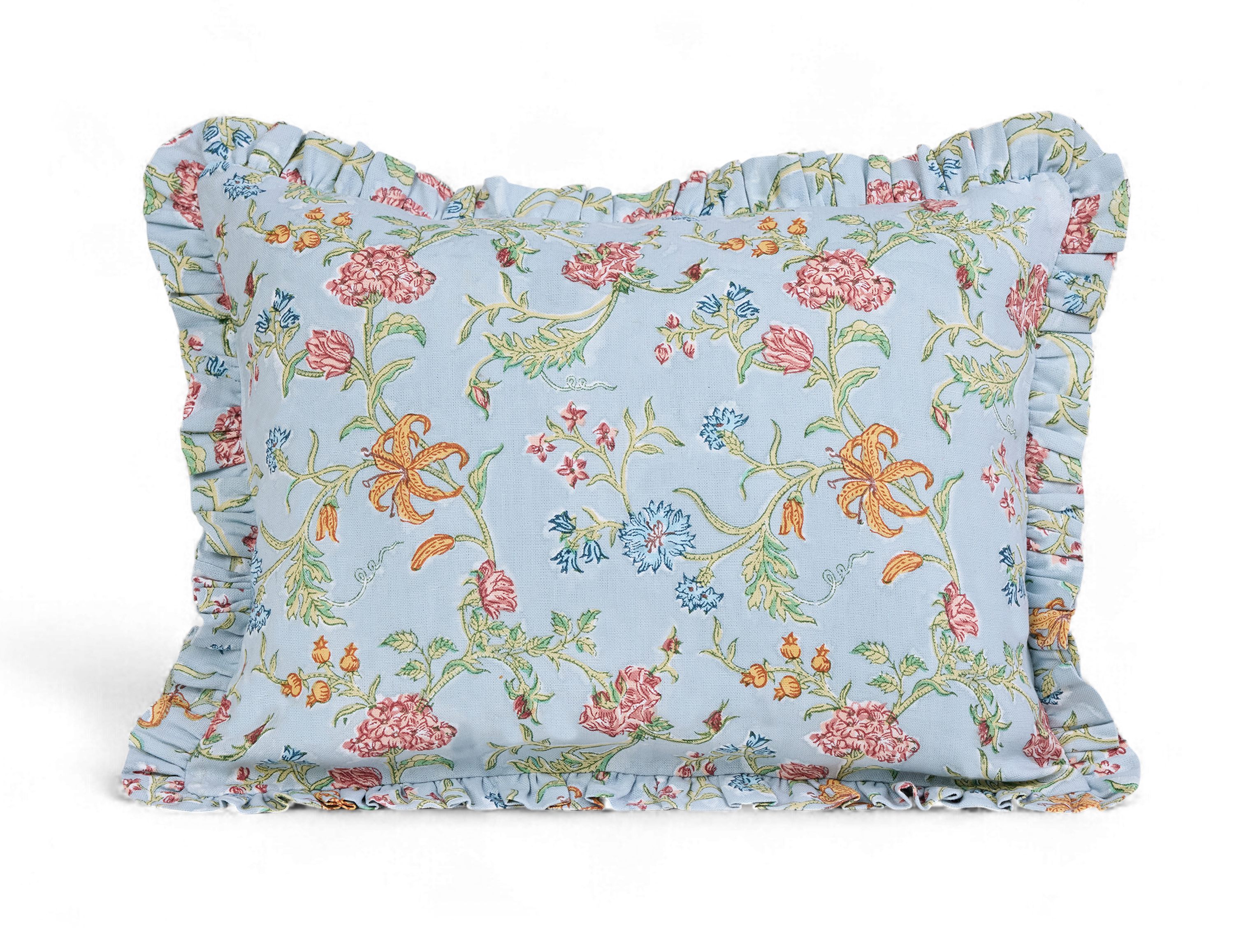 Neel Bagh – Hand Block Printed Linen Pillow Cover (12" x 16")