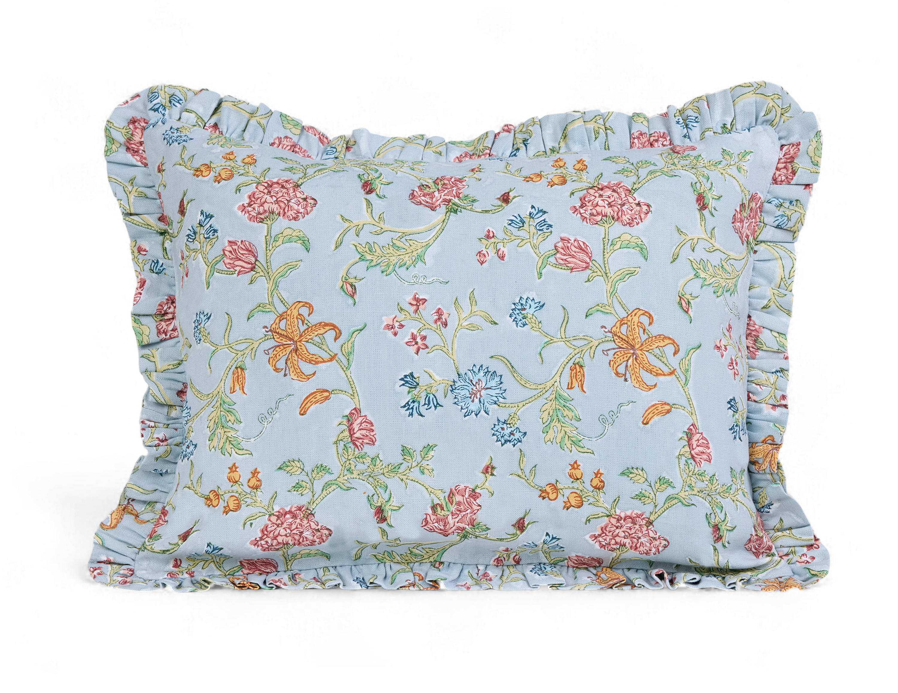 Neel Bagh – Hand Block Printed Linen Pillow Cover (12" x 16")
