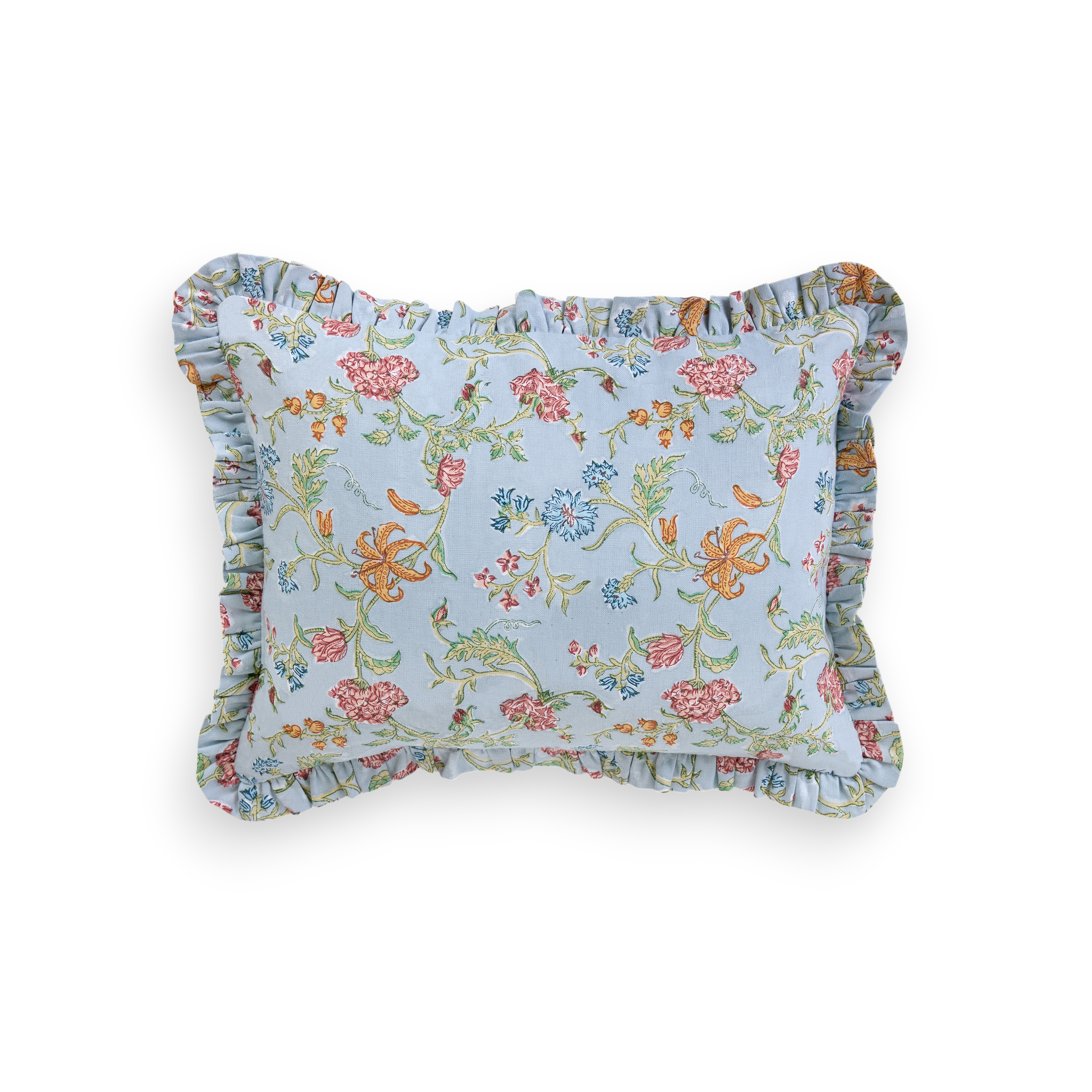 Neel Bagh – Hand Block Printed Linen Pillow Cover (12" x 16")