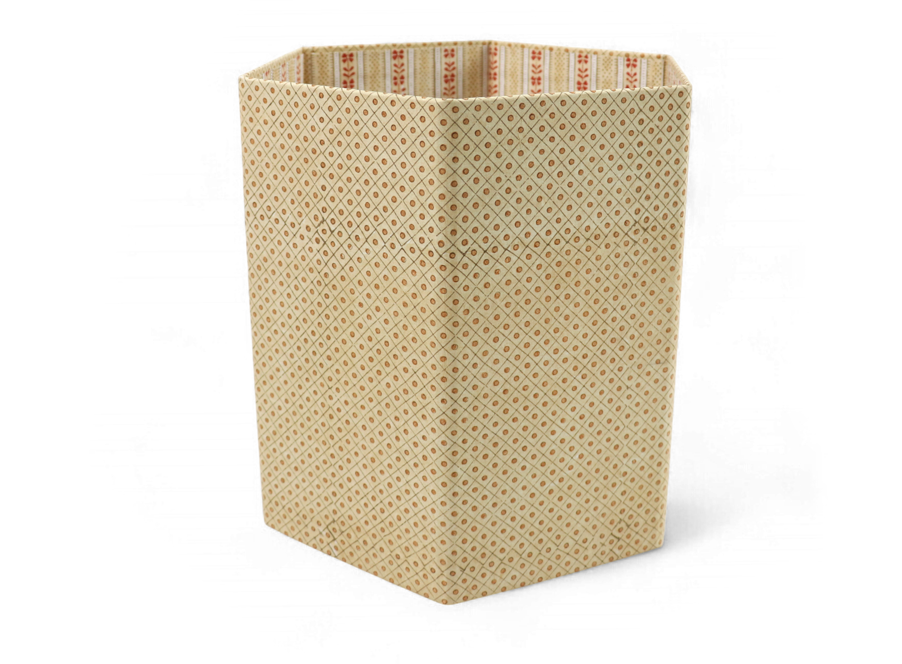 Amber Grid – Hand Block Printed Collapsible Basket (9.5" x 9.5" x 10.5")