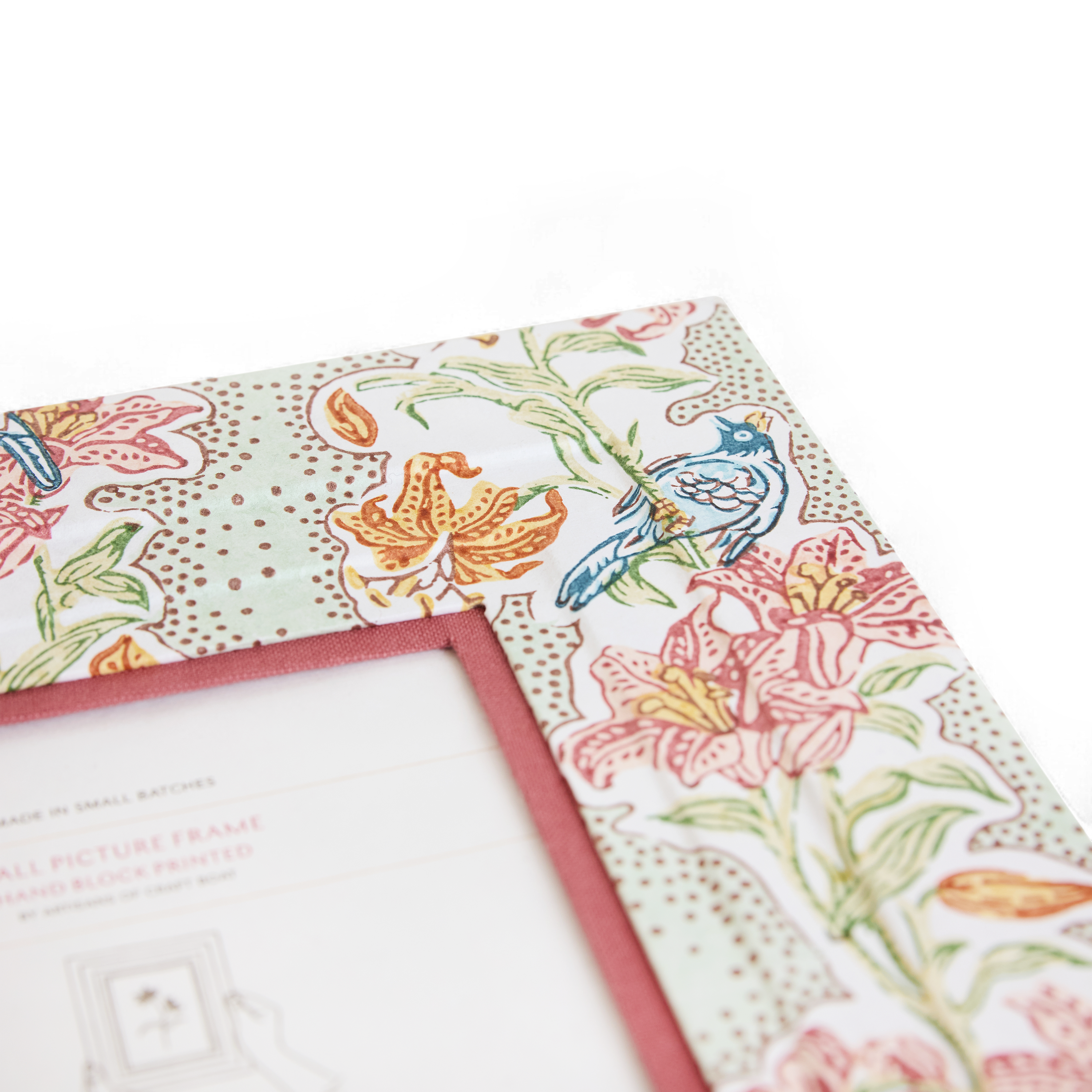 Parrot Garden – Hand Block Printed Wall Picture Frame (12" x 10", fits 7" x 5" photo)