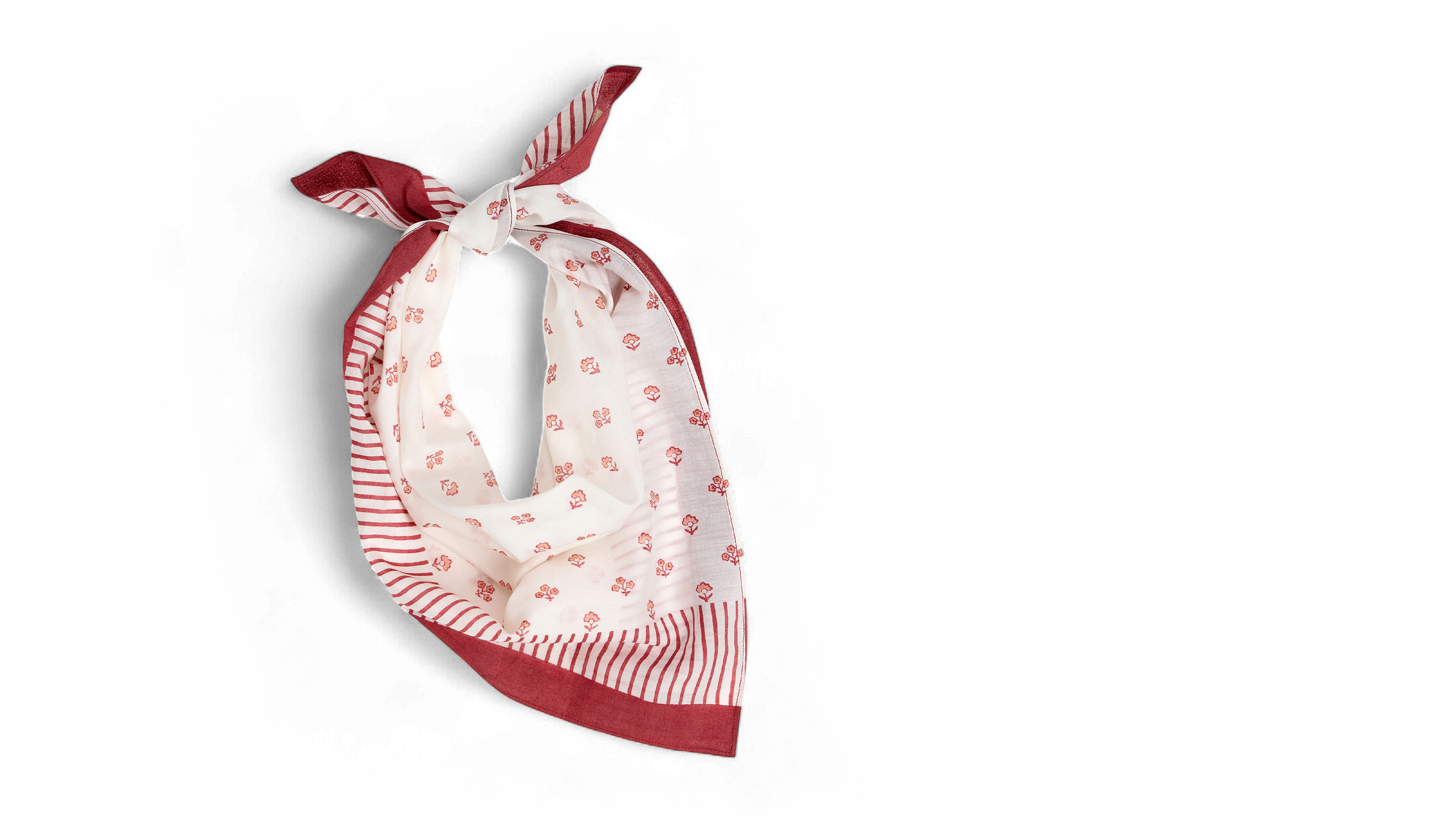 Aira Blush – Hand Block Printed Cotton Silk Scarf (27" x 27")