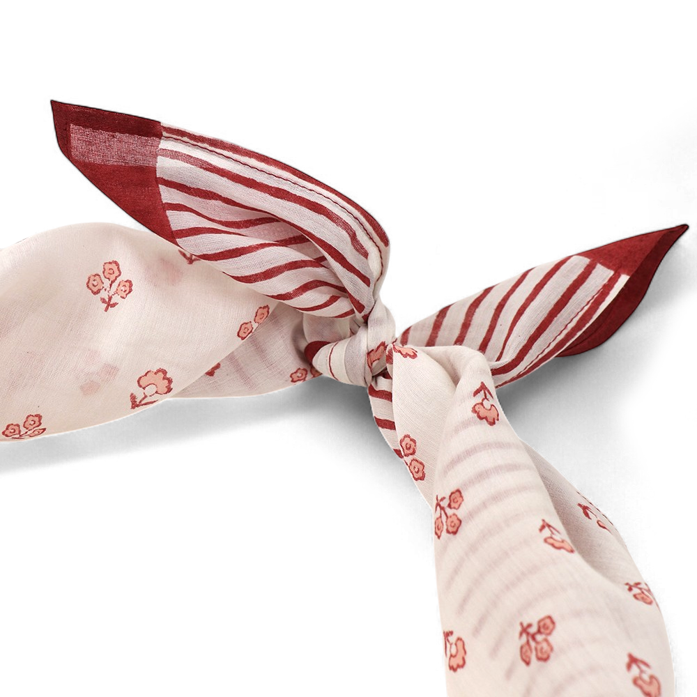 Aira Blush – Hand Block Printed Cotton Silk Scarf (27" x 27")
