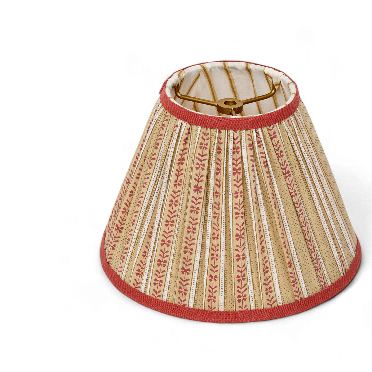 Reva Amber Shade – Hand Block Printed Pleated Lampshade (Spider Fittin