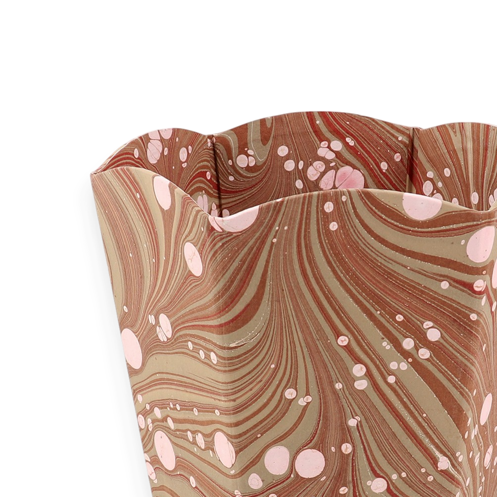Clay Swell – Hand Marbled Scalloped Basket (9.5" W x 9.5" D x 12.5" H approx.)