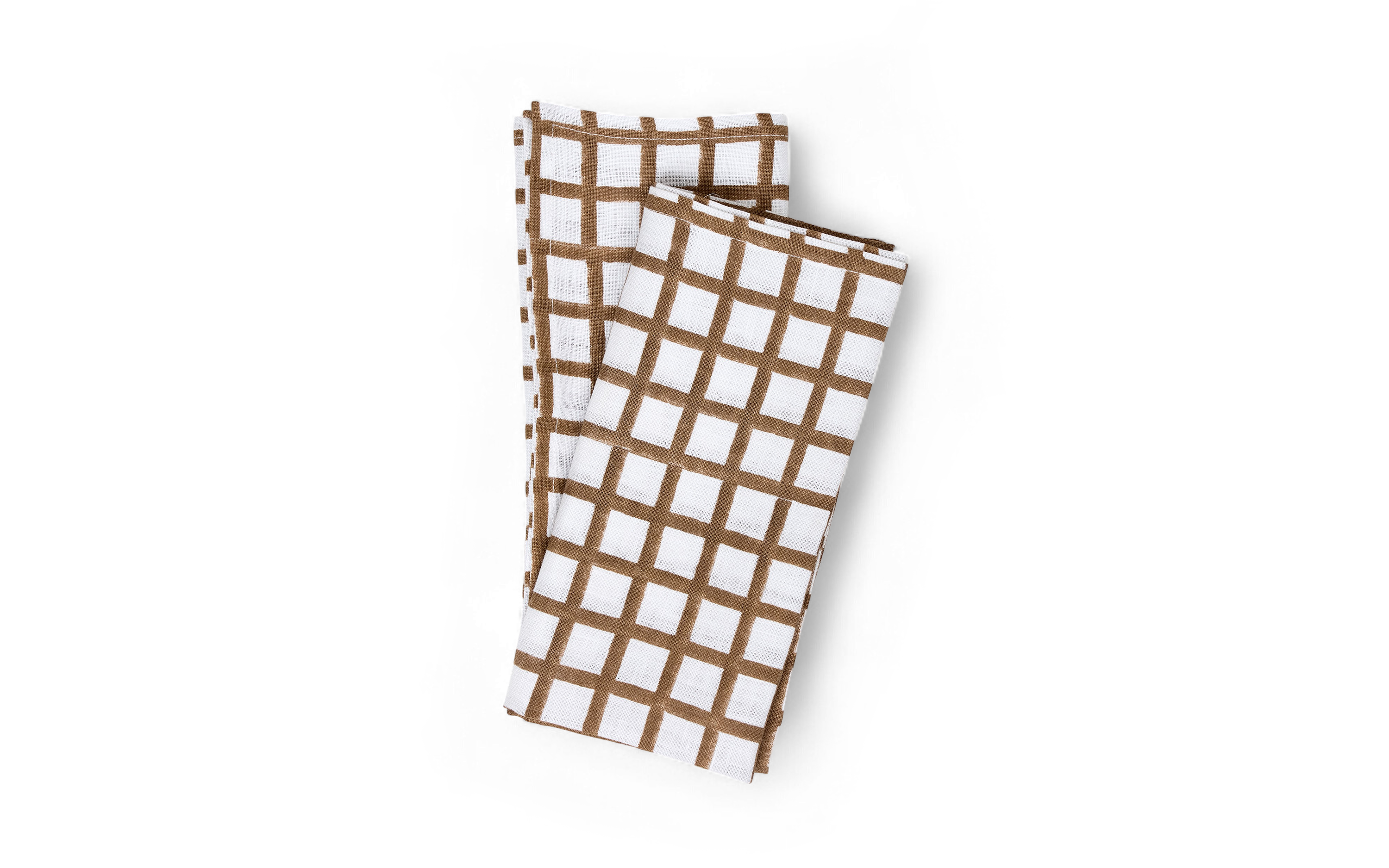 Clay Gridline Hand Block Printed Linen Napkin