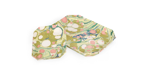 Meadow Stone – Hand Marbled Octagon Tray Set (Set of 2) (Large: 9