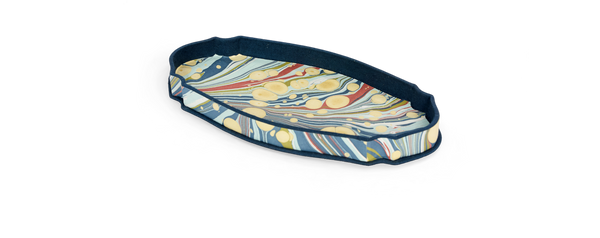 Ocean Swirl – Hand Marbled Crest Tray  (9.25